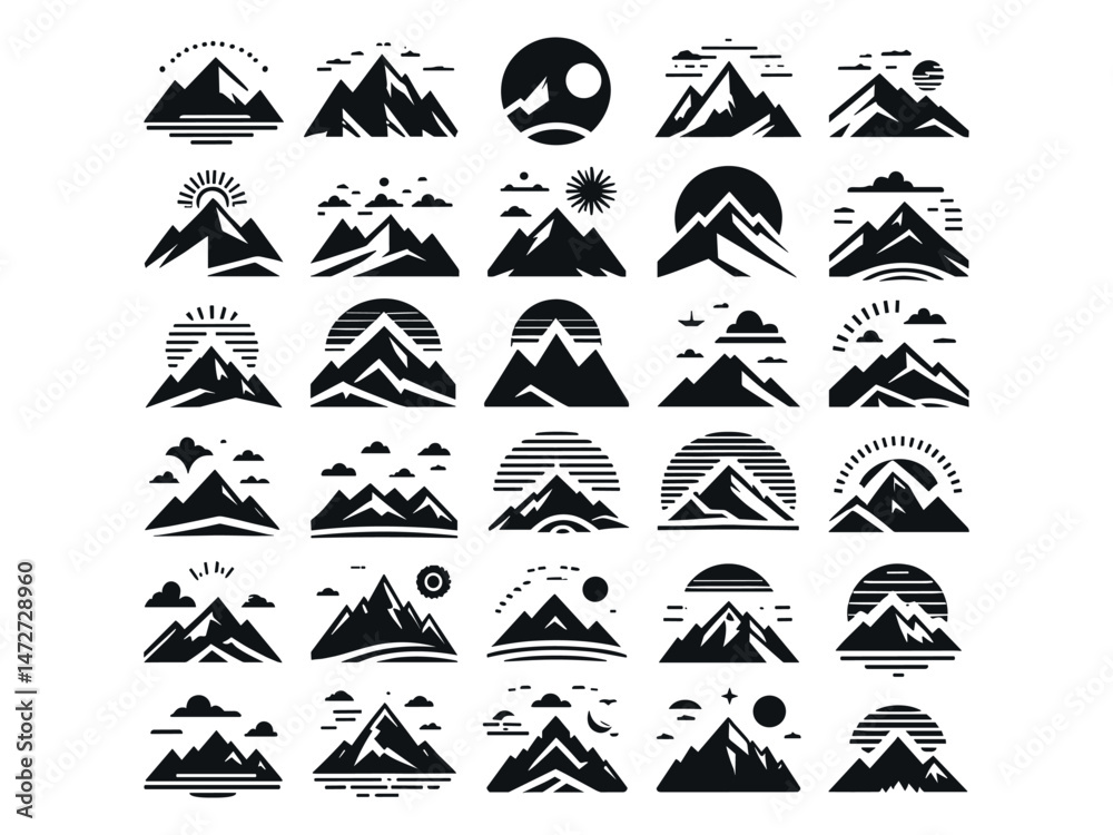 Obraz premium Mountains Vector Icon Pack 