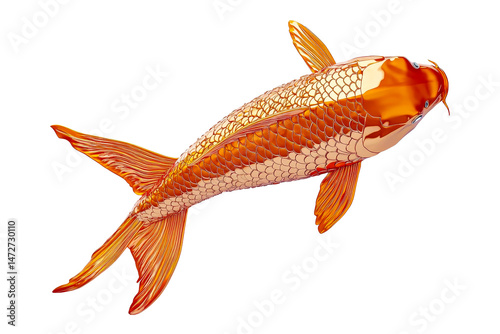Bright orange koi fish swimming gracefully in clear water