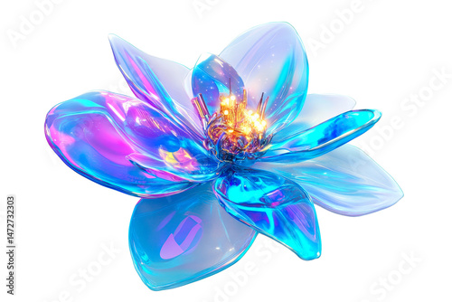 Vibrant translucent flower with shimmering petals