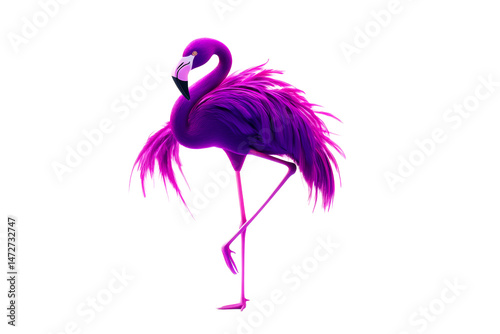Colorful flamingo standing gracefully on one leg
