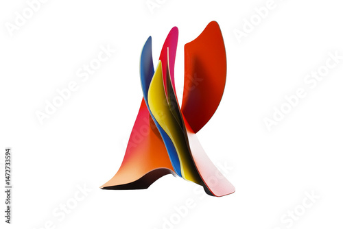 Colorful abstract sculpture with layered shapes and vibrant hues