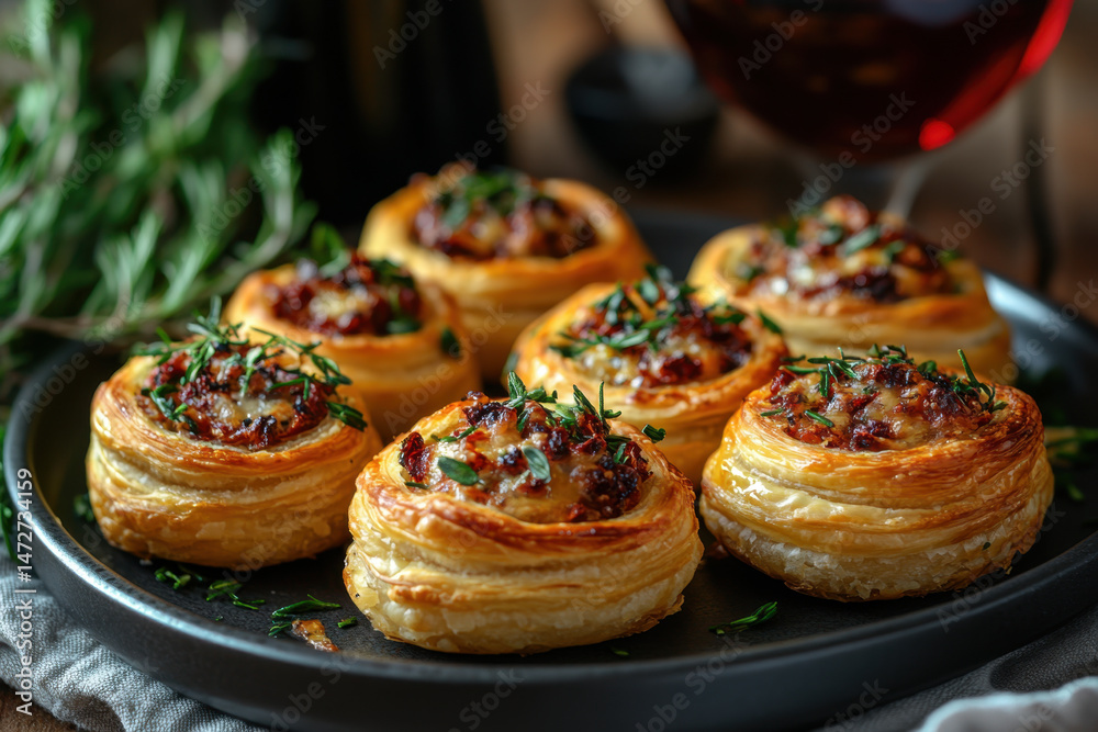 Bacon and cheese puff pastry. Bacon and cheese puff pastry.