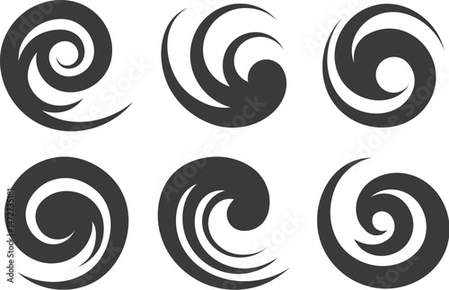 Black curl logo set