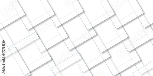 abstract background with white lines. White floor tiles abstract layers smooth 3d shadow vector design wallpaper. abstract white geometric background