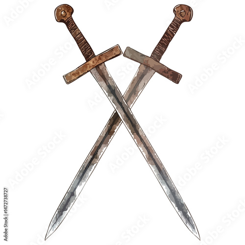Two swords crosed, isolated illustretion