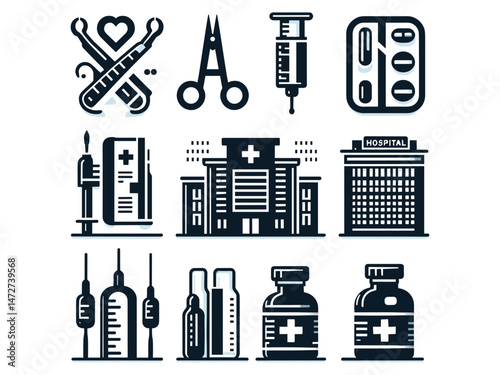 Hospital Items Vector Icon Pack 