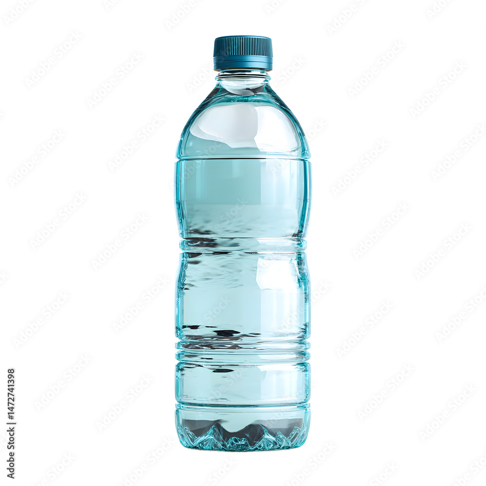 Studio shot of a light teal plastic water bottle Studio shot of a light teal plastic water bottle