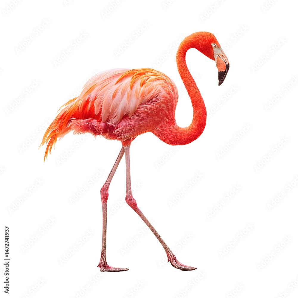 Fototapeta premium Striking Pink Flamingo Against a transparent Background