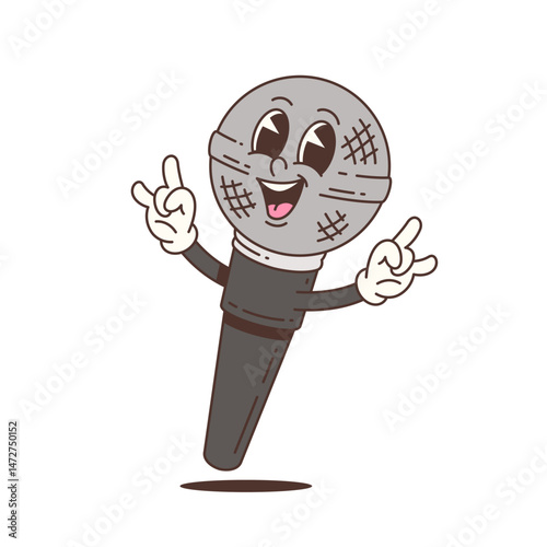 Cartoon mascot character with a happy expression, hands up, and peace sign. Perfect for sports, gaming, or fun-themed projects. Vector illustration