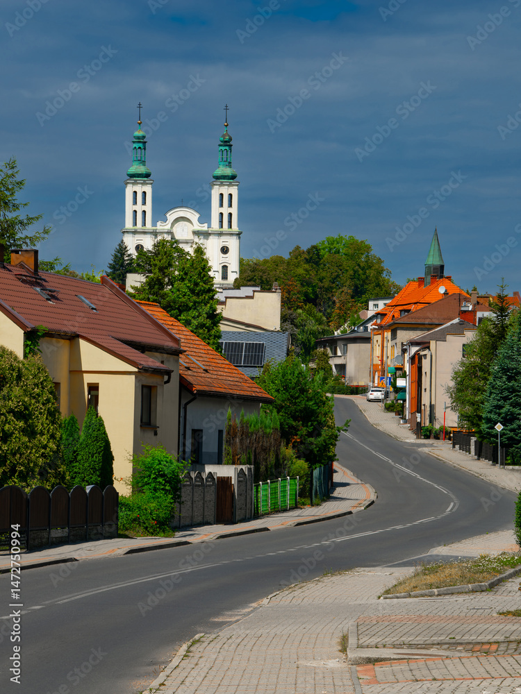 Fototapeta premium 2024-08-11; Basilica in Pszow seen from the Kokoszyce, Pszow, Poland