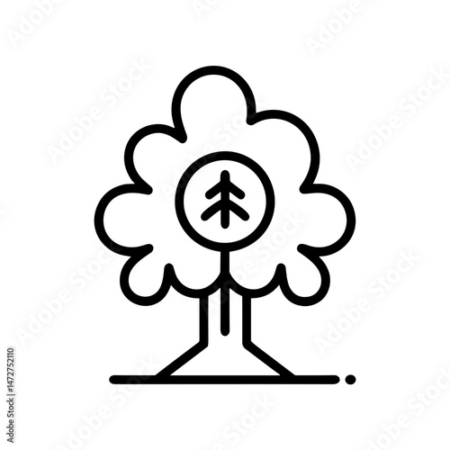 Tree with Allergy Caution Sign in Minimalistic Style  