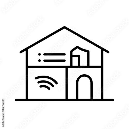 Cross-Section of Home with Indoor Air Icons in Minimalist Style  