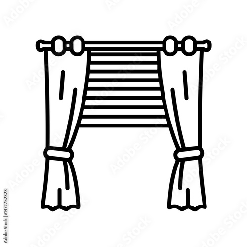 Curtains and Blinds Illustration in Minimalist Style  