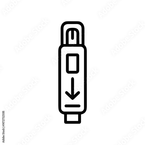 Epinephrine Auto-Injector with Instruction Arrow in Minimalist Style  