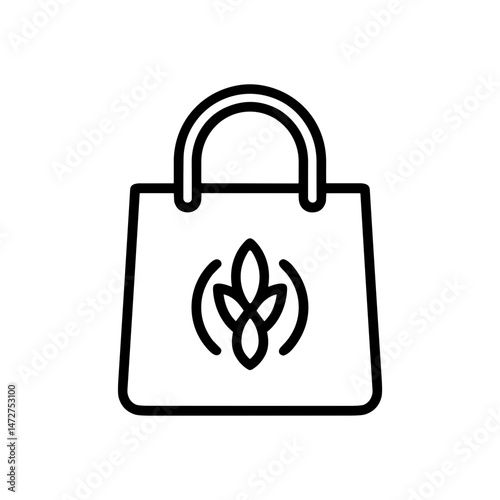 Allergy-Free Reusable Shopping Bag Icon Design in Minimalist Style  