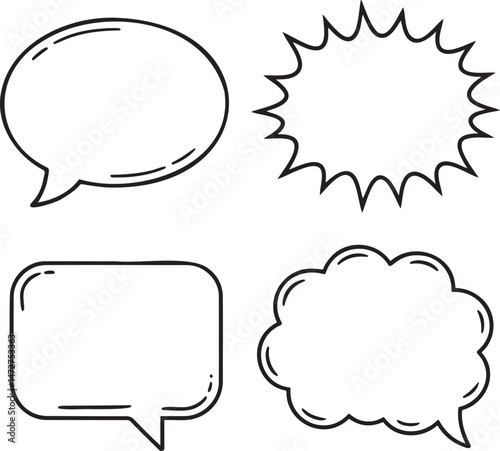 Speech bubbles Outline set vector illustration isolated On Transparent Background