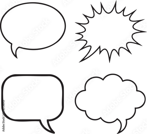 Speech bubbles Outline set vector illustration isolated On Transparent Background