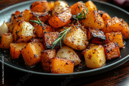 Roasted potatoes with rosemary and garlic.