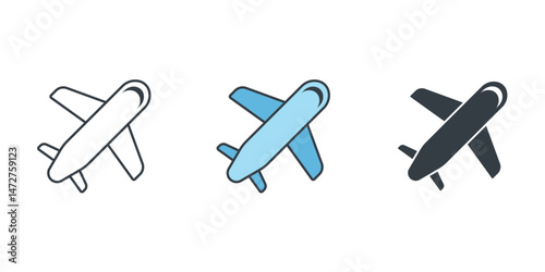 Airplane icon symbol vector illustration isolated on white background