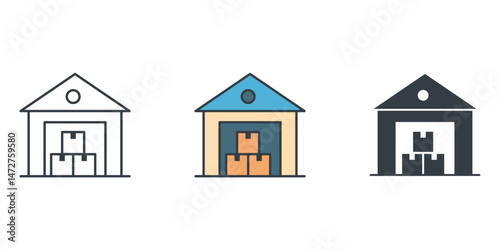 Warehouse icon symbol vector illustration isolated on white background