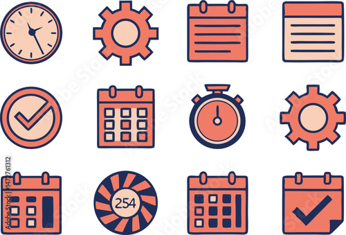 Flat Vector Icon Set ? Business & Project Management Concepts