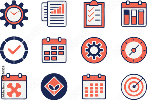 Flat Vector Icon Set ? Business & Project Management Concepts