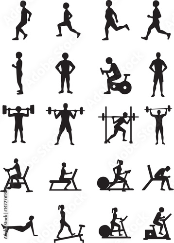 Black and white silhouette fitness workout set