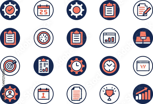 Flat Vector Icon Set ? Business & Project Management Concepts