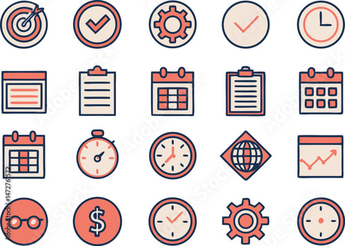 Flat Vector Icon Set ? Business & Project Management Concepts