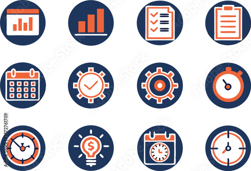 Flat Vector Icon Set ? Business & Project Management Concepts
