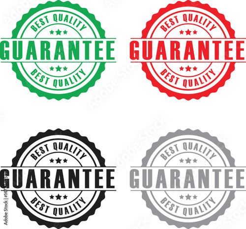Best Quality Guarantee Badge Labels – Red, Green, Black, Gray Seal Design