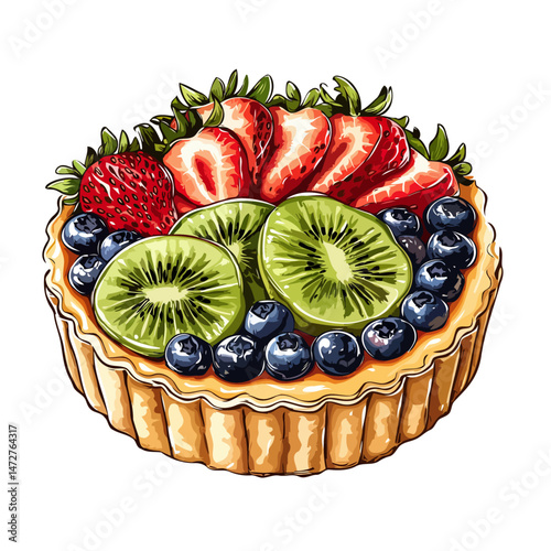 Fruit Tart With Berries And Kiwi