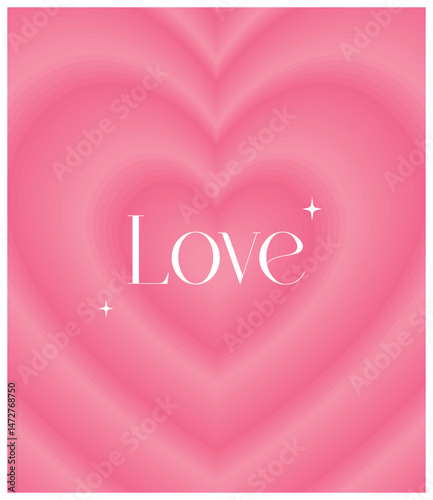 Heart burst background. Concentric love stripes vector. Striped pattern. Pink Valentine's day background. Vector design for wallpaper, frame, posters, banners, greeting card, wedding, Valentine's day.