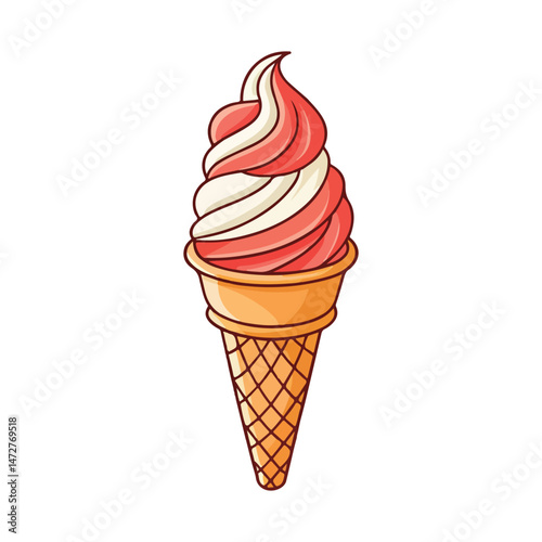 Cherry ice cream design. Fresh ice cream graphic print design for t shirt, apparel, posters, background and others. Retro ice cream hand drawn vector art, Enjoy summer with sweet ice cream.
