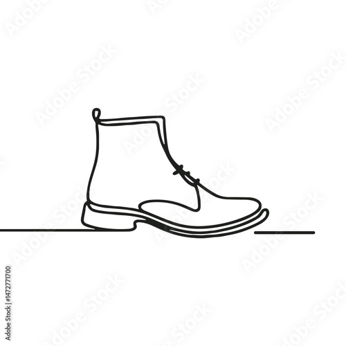 Stylish line drawing of a boot on a minimalistic background  