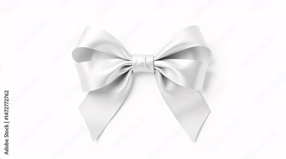 A white satin ribbon tied into an elegant bow for gift wrapping. A white satin ribbon tied into an elegant bow for gift wrapping.