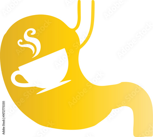 Hot Drink Cup Inside Human Stomach Illustration