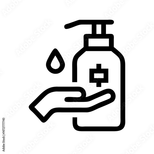 Hand sanitizer icon representing contactless technology and remote services - 2