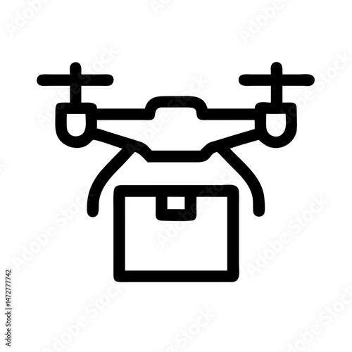 Drone delivery icon representing contactless technology and remote services