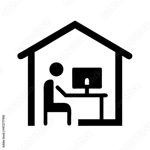 Home office icon representing contactless technology and remote services