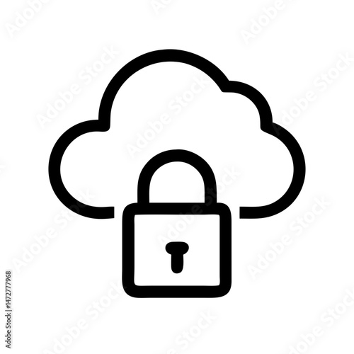 Secure cloud icon representing contactless technology and remote services
