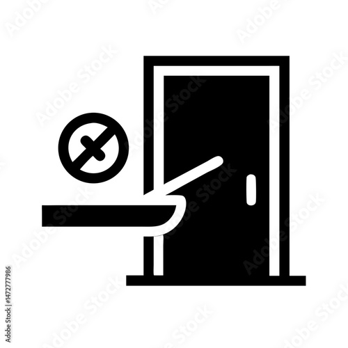 Touch-free door icon representing contactless technology and remote services