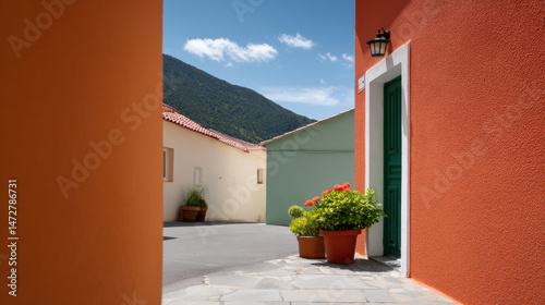 explore charming small towns with colorful house facades under clear blue sky photo