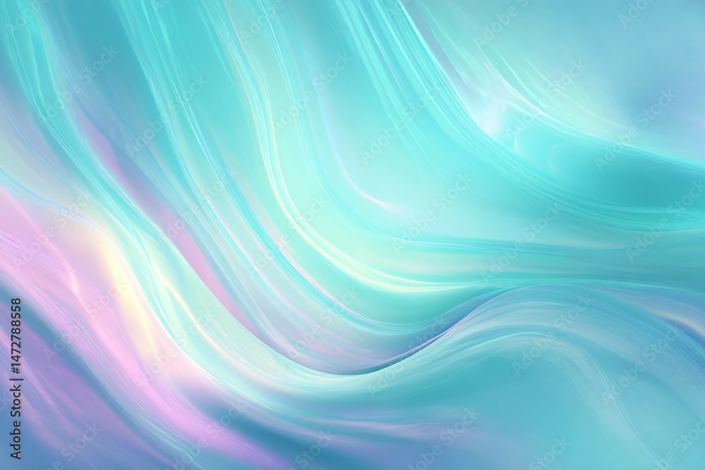 Fototapeta premium Abstract flowing background with iridescent pastel colors creating a smooth wavy texture.