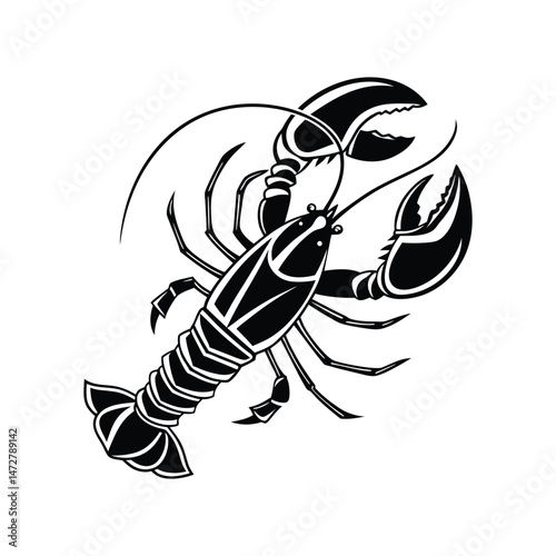Lobster Silhouette Vector Illustration White Background