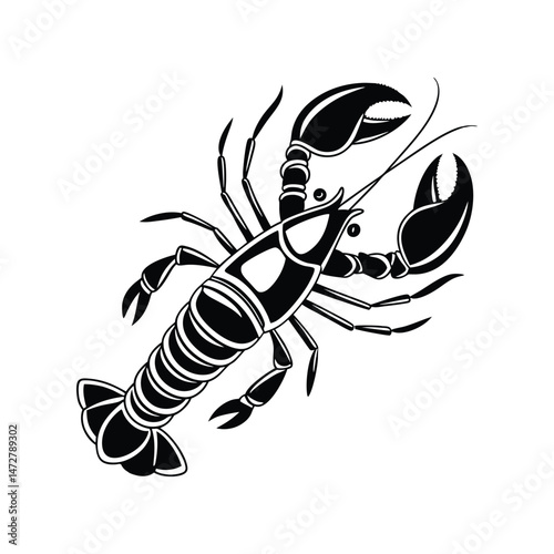 Lobster Silhouette Vector Illustration White Background