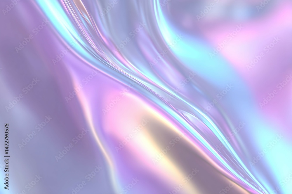 Obraz premium Abstract iridescent flowing fabric with pastel colors and light reflections.