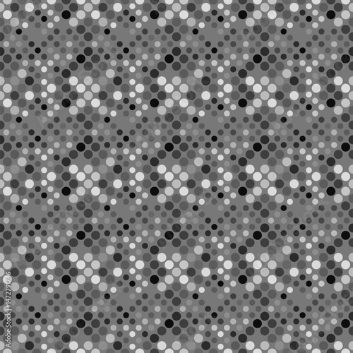 Geometrical abstract seamless dot pattern background design - monochrome vector graphic