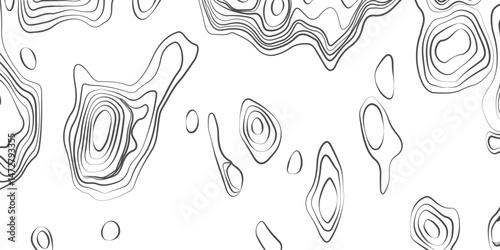 Black topographic contour lines isolated on a stark white background. drawing attention to the silent story within the landscape explore themes of solitude, structure.