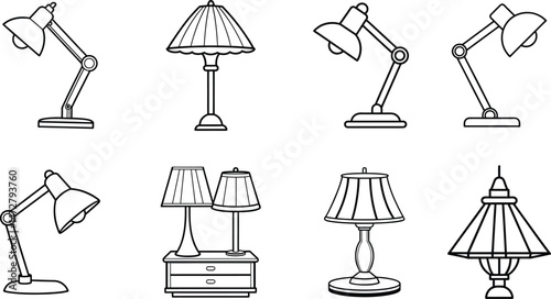  Modern table lamp, sleek, minimalist icon vector design. Guide a product design process for a modern, functional table lamp.